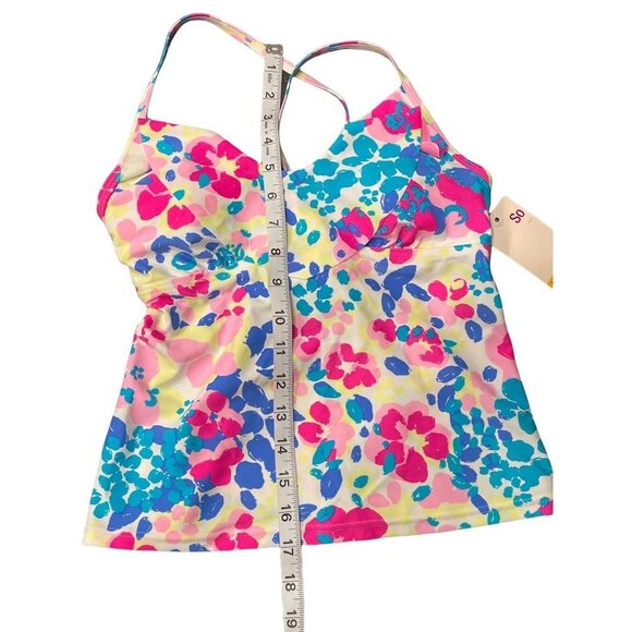 So NWT Floral Tankini Halter Pullover Swim Top Sz S Juniors - Picture 4 of 7